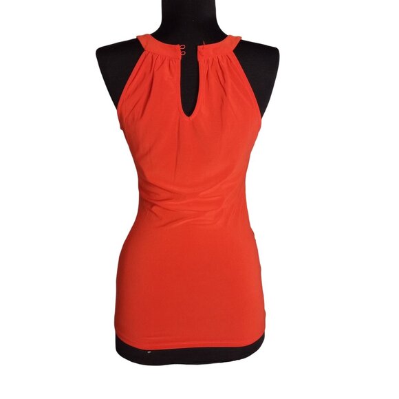 WHBM XS Halter Top Orange Sleeveless Keyhole Embellished Beaded Womens Ruched - Picture 4 of 10